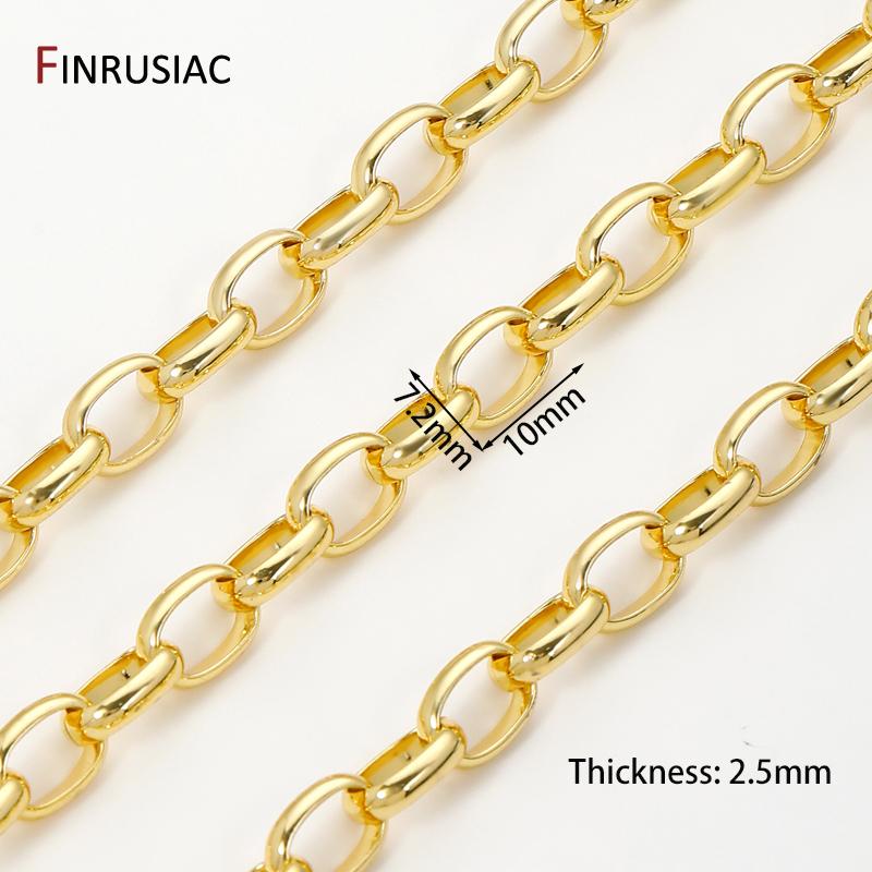 18K Gold Plated Brass Heavy Thick Oval Link Chain,7.2*10mm Chunky Cable Chain for DIY Handmade Jewelry Making Supplies 1 meter