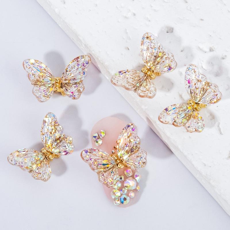 

Стерео-бабочка для дизайна ногтей Smart Symphony Spring Butterfly Movable Alloy Edition Resin Aurora Powder Nail Art Jewelry
