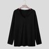 INCERUN Autumn Men Lapel V Neck Long Sleeve Texture Ribbed Knitted Casual Pullover Tops