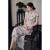 JK&JS New Chinese Style Printed Slim-Fit Qipao Dress