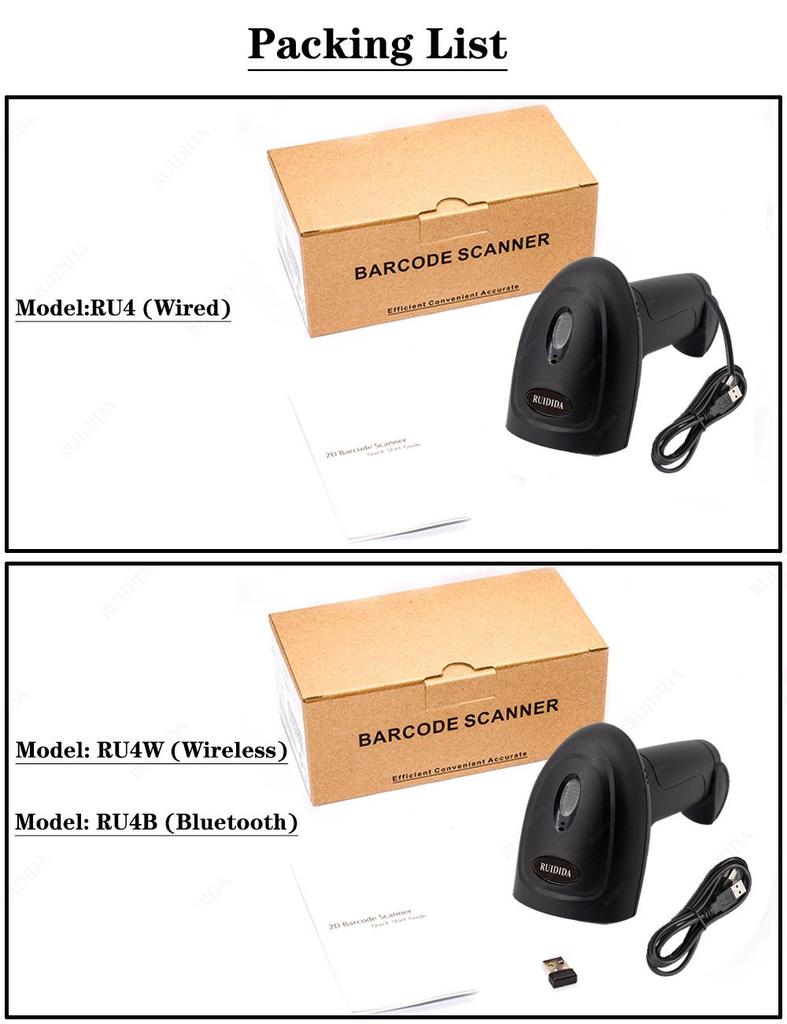 Skaner kodów kreskowych 1D 2D Przewodowy lub Bezprzewodowy lub Bluetooth Czytnik kodów kreskowych kod qr kod Datamatrix kod PDF417 Skaner ręczny