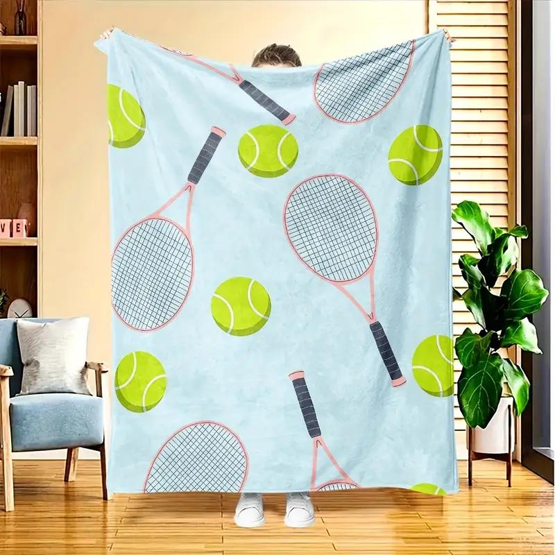 

Tennis sports theme flannel blanket light soft warm gift nap blanket suitable for bedding sofa camping travel Multiple sizes 75x100cm
