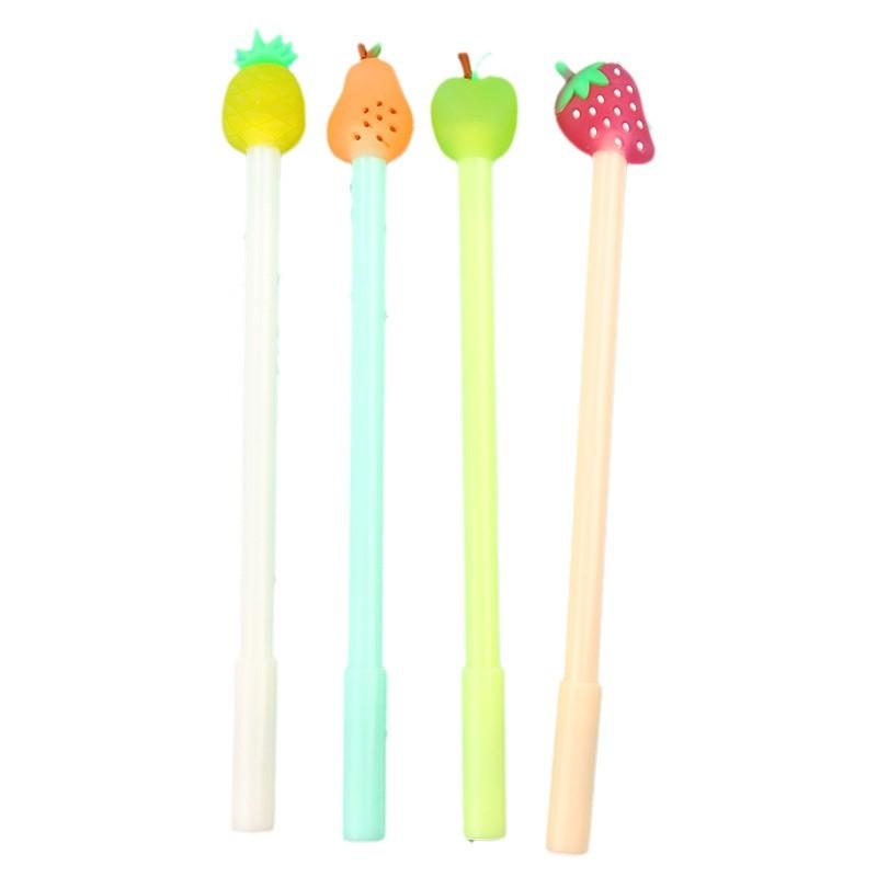 Creative Kawai Stationery Cute Little Fresh Fruit Pie Gel Pen Pear Fruit Head Marker Refill Office School Supplies Lovely Gift