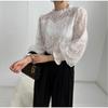 Loose Long Sleeved Mesh Lantern Sleeves Lace Women's Blouses & Shirts