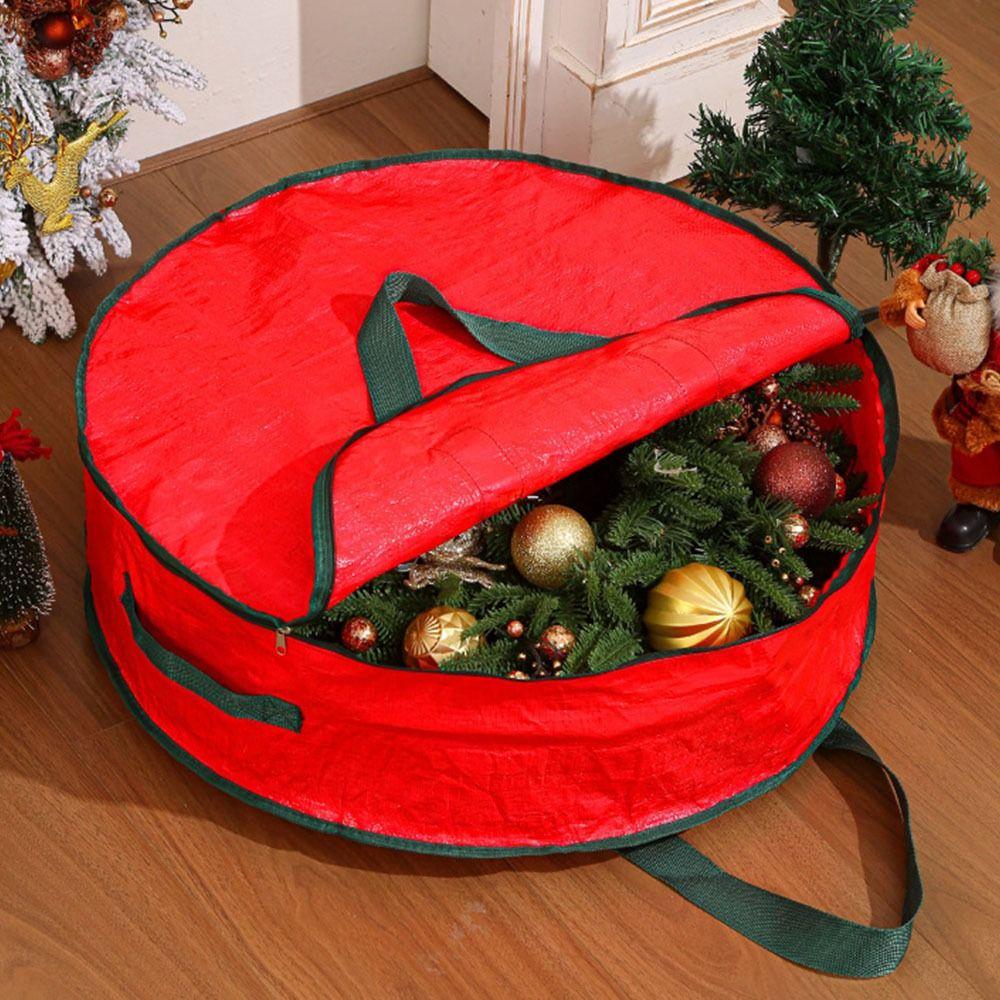 Waterproof Dustproof Holiday Decoration Wreath Bag Round Garland Bags Durable Storage Bag