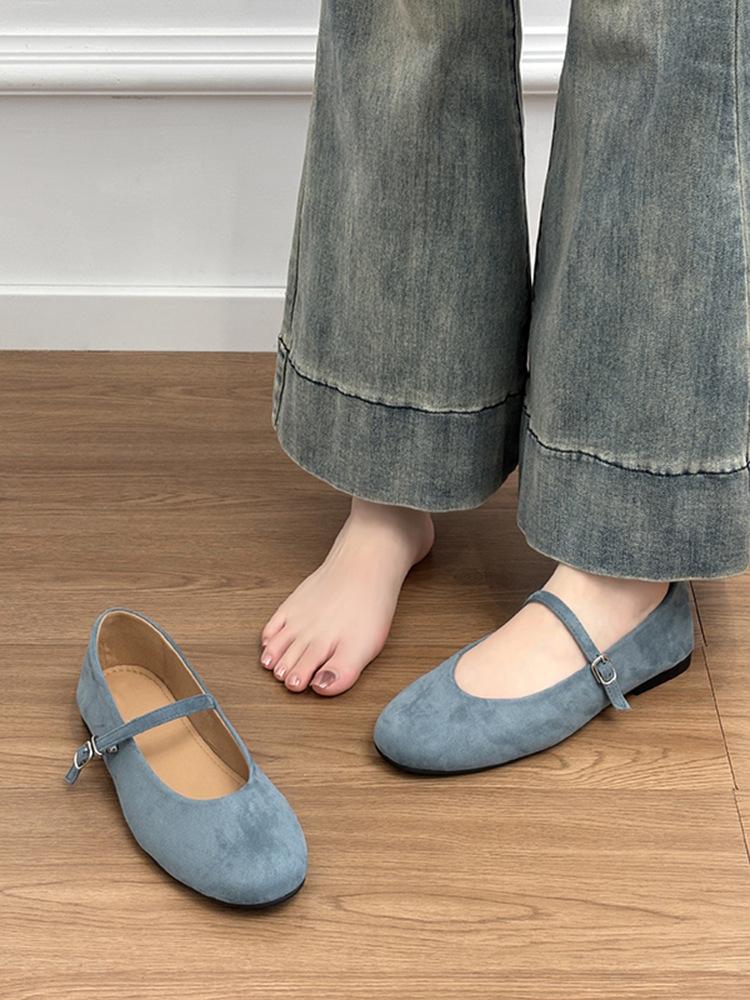 Sheepskin version~ Genuine leather retro flat bottom red light mouth single shoes women's skirt Korean version Mary Jane shoes ballet shoes