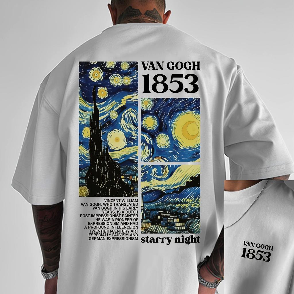 2026 Van Gogh 1853 Gwieździsta Noc Nadruk Graficzny Koszulka T-shirt Vintage Postimpresjonizm Sztuka Codzienny Streetwear Unisex Krótki Rękaw