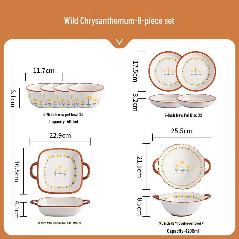 Underglaze Ceramic Dinnerware Set 8-piece set