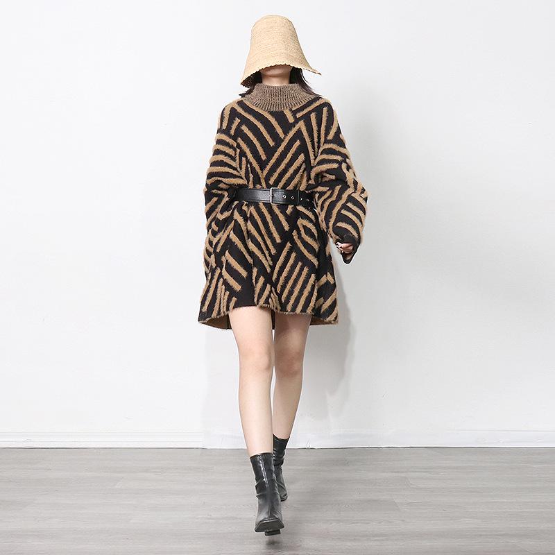 Women's High-End Mink Fur Stand-Up Collar Pullover Sweater, Autumn/Winter 2025 Collection.