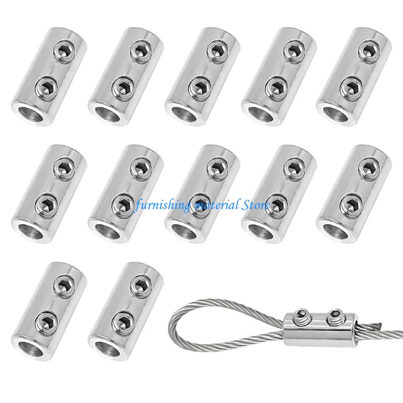 Y5GD 12Pcs Metal Steel Wire Rope Locks Double Hole Clamps for Various Indoor And Outdoor Applications Easy to Install