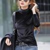 Autumn Velvet Base Shirt for Women Slimming Half High Collar Versatile T-Shirt