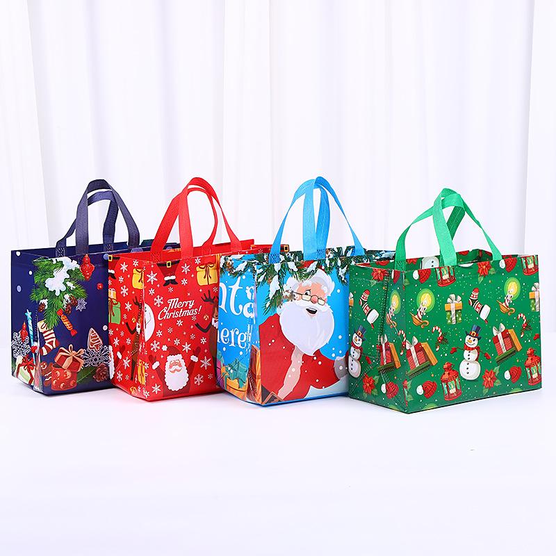 New 20-1PC Christmas Gift Bags Santa Elk Snowflake Tote Bag Gift Bags Thickened Non-woven Waterproof Bag Christmas Decoration
