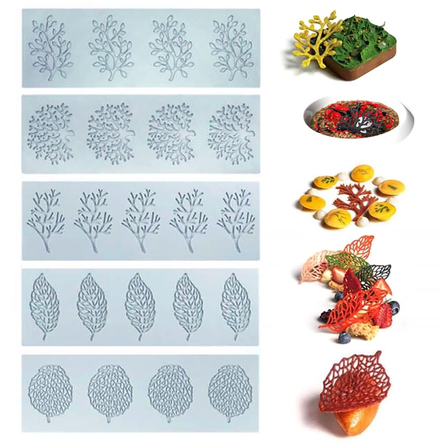 

Набор из 5 силиконовых форм для шоколада, силиконовых форм для мастики для сахара, салата и для DIY в форме листьев, шоколад, украшения, кулинария, серый