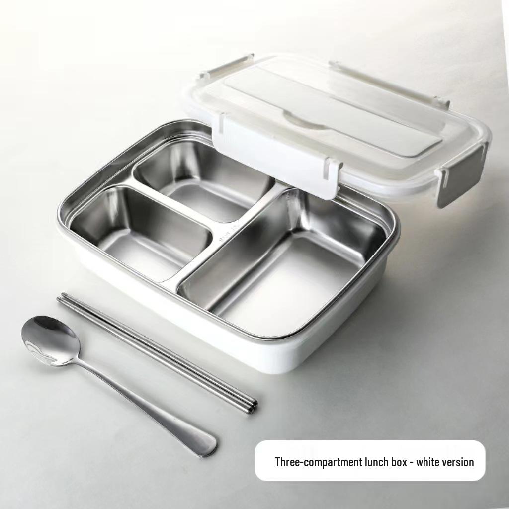 Multi-Compartment Stainless Steel Bento Box - No Flavor Mixing, Microwave Safe, Ideal for Students and Office Workers, Portable Lunch Solution