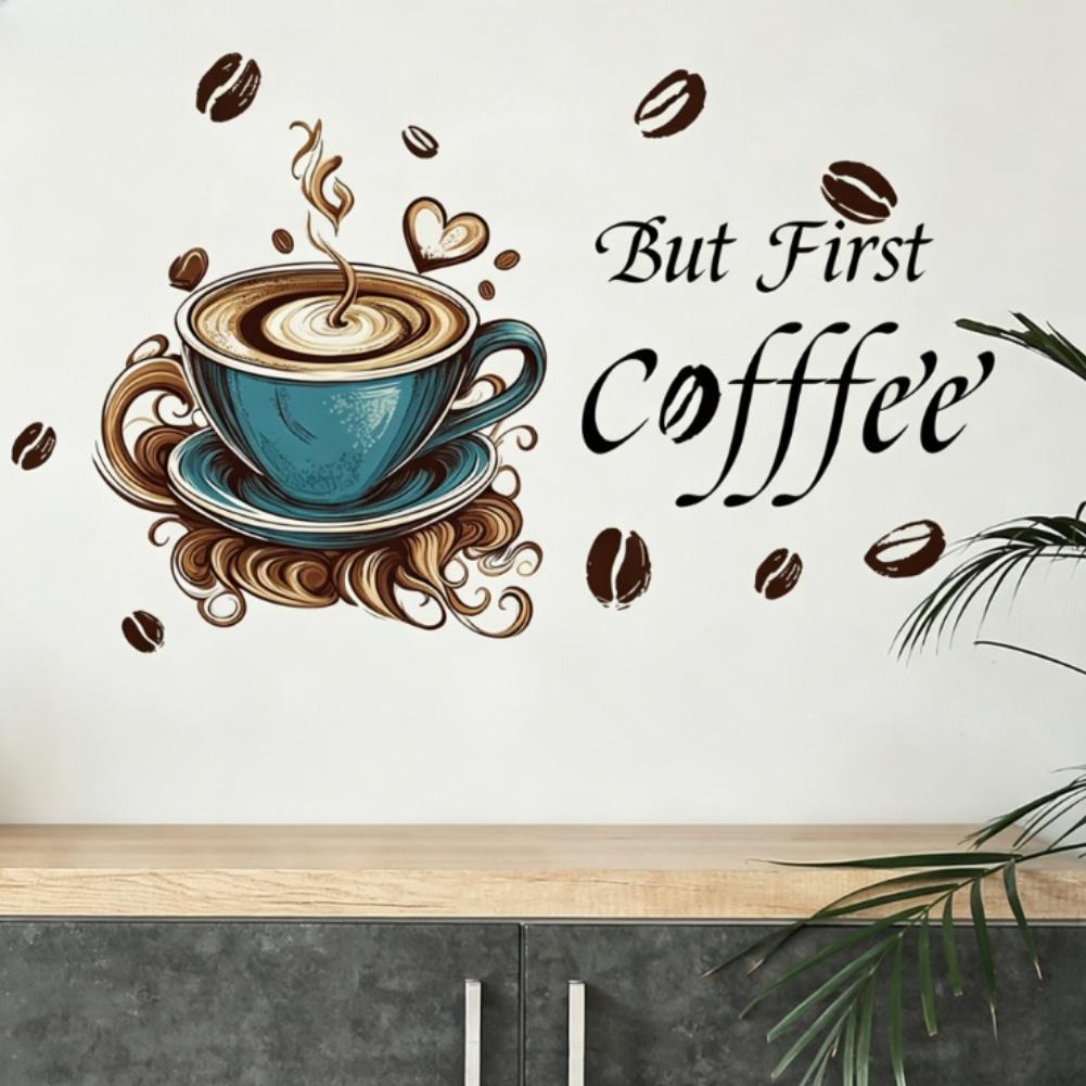 Creative Coffee Cup Motif Vinyl Decal for Indoor Wall Application In Residential and Light Commercial Settings