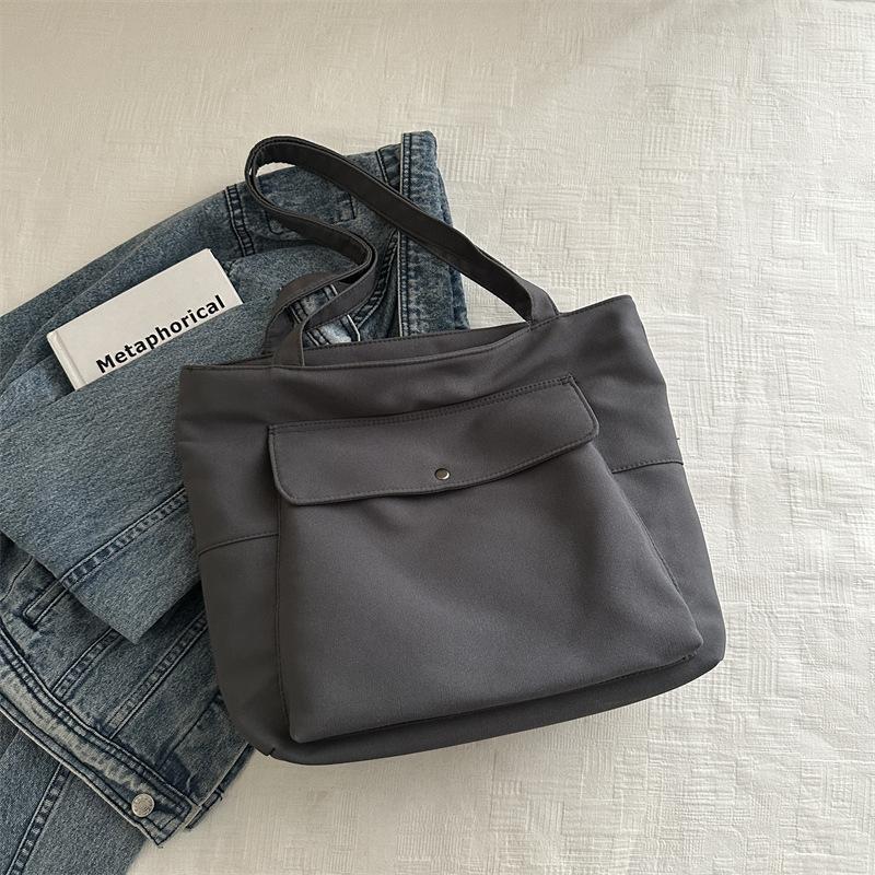 Large Capacity Open Girly Fashion Single Shoulder Shopping Bag Women's Commuter Linen Handbag