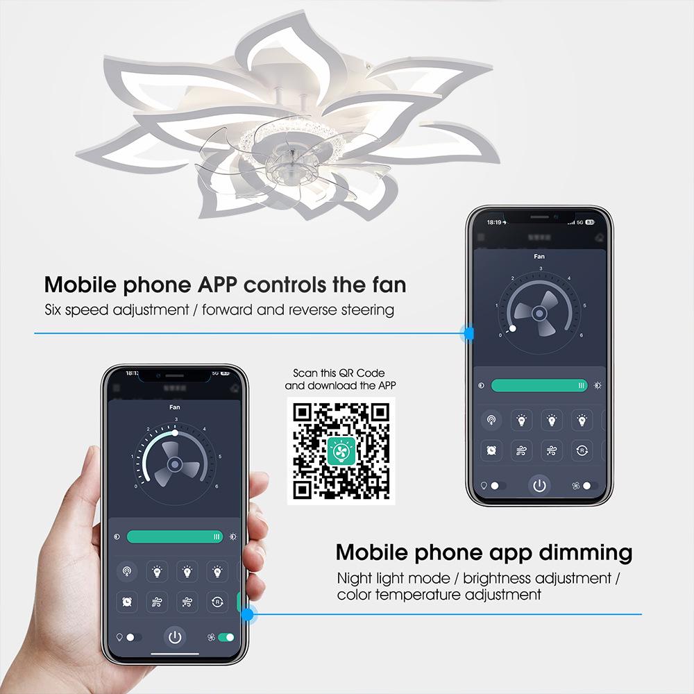 Minimalist Smart LED Ceiling Fan Light with Remote Control, 85-265V for Bedroom
