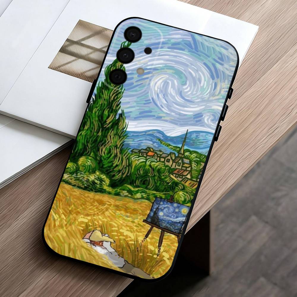 

Чехол для телефона V-Van G-Gogh S-Звездные подсолнухи для Samsung Galaxy A73,A72,A71,A70,A53,A52,A51,Других Мягкий черный чехол Samsung a11