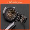 Elegante Uhr mit drehbarem Kompass und Stahlband, trendiges Geschenk für Paare