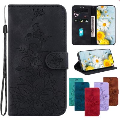 Lily Fower ανάγλυφη δερμάτινη θήκη για το Google Pixel 9A/8A/Pixel 7A/Pixel 9/Pixel 6 6A Kickstand Υποδοχές κάρτας για το Google Pixel 5 5A Pro