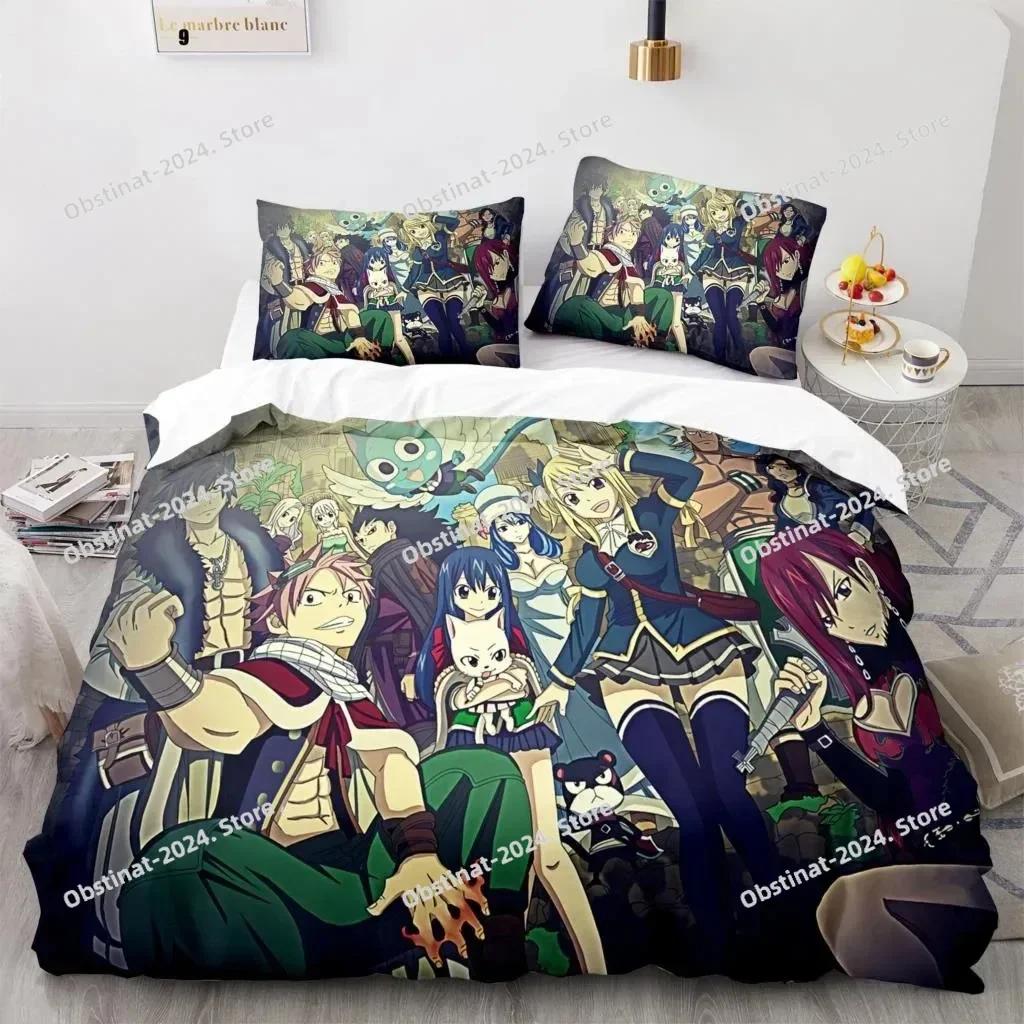 New Fairy Tail Beding Set Japanese Anime Young Boys Young Girls Gift Bedrom Decor Single Twin Ful Quen Sized Dimensions Home Textiles Bedrom