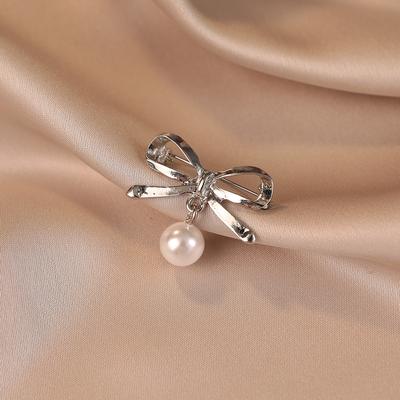 Broche Ropa Pañuelo de Seda Hebilla Pin Broche Broche de Lazo de Perlas, Broche