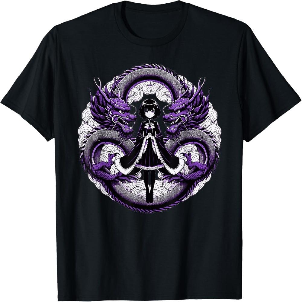 

Anime Girl Gothic Waifu Japanese Kawaii Otaku Dragon T-Shirt XXXXXL чорний