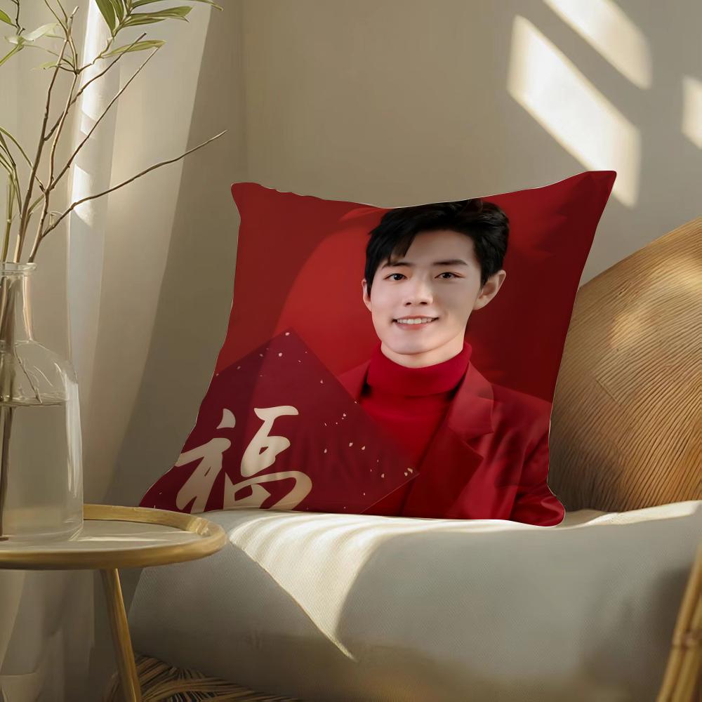 Sean Xiao Zhan Actor Pillow Case Double-Sided Plush Sofa Cushion Covers Organic Breathable Invisible Zipper