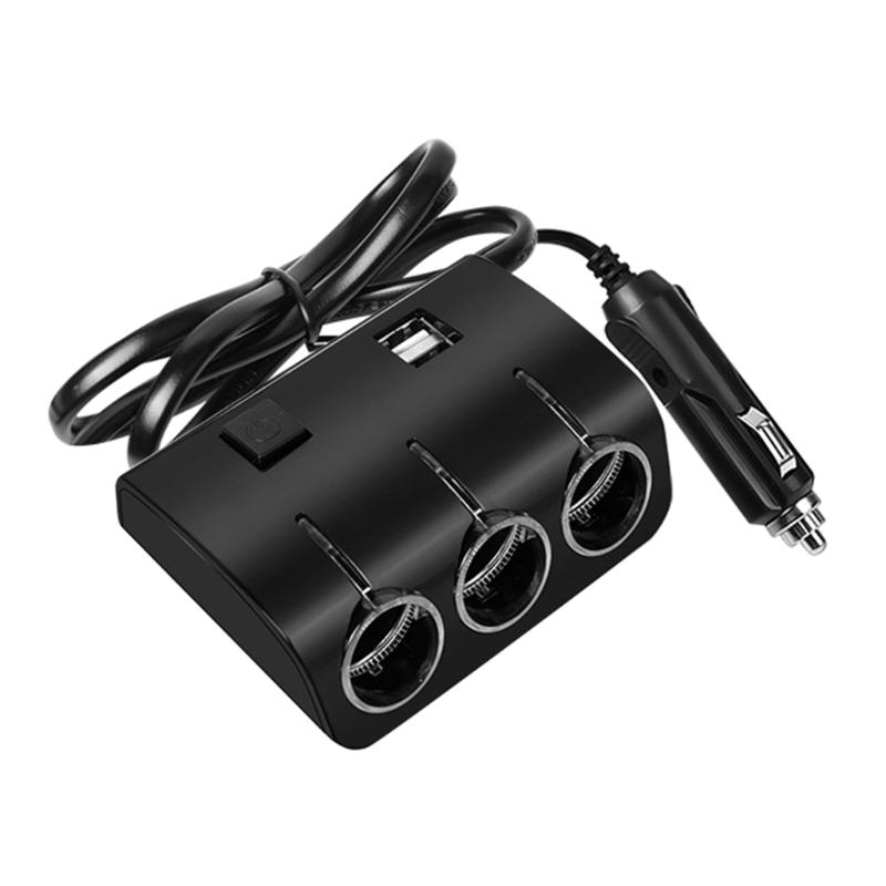 Car Cigarette Socket Splitters 2 USB Extension Cord Cable Adapter