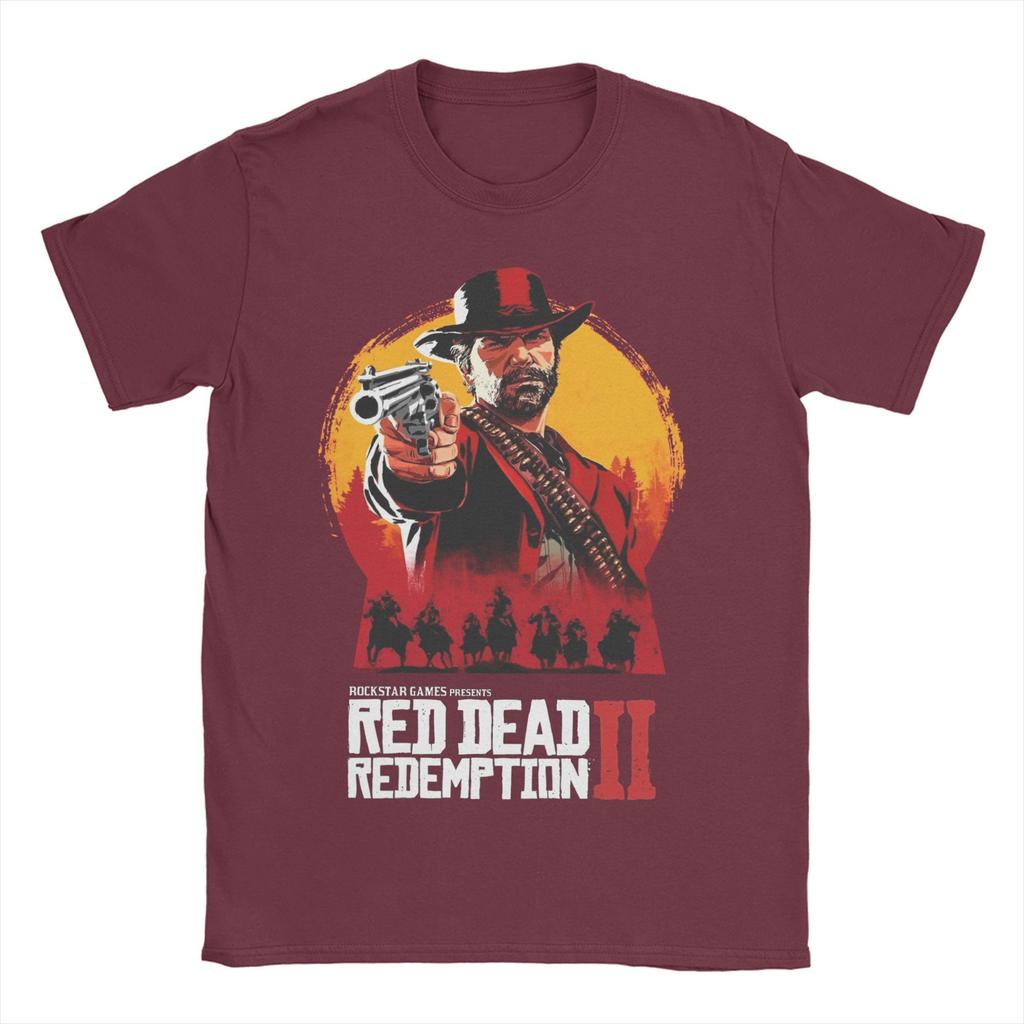 Cool Red Dead Redemption 2 Trička Pánská Kulatý Výstřih Bavlněná Trička Hip Hop Krátký Rukáv Trička Nápad na Dárek Oblečení