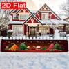Festive Holiday Santa Claus & Gift Box Christmas Fence Banner, Outdoor Garden Porch Decor