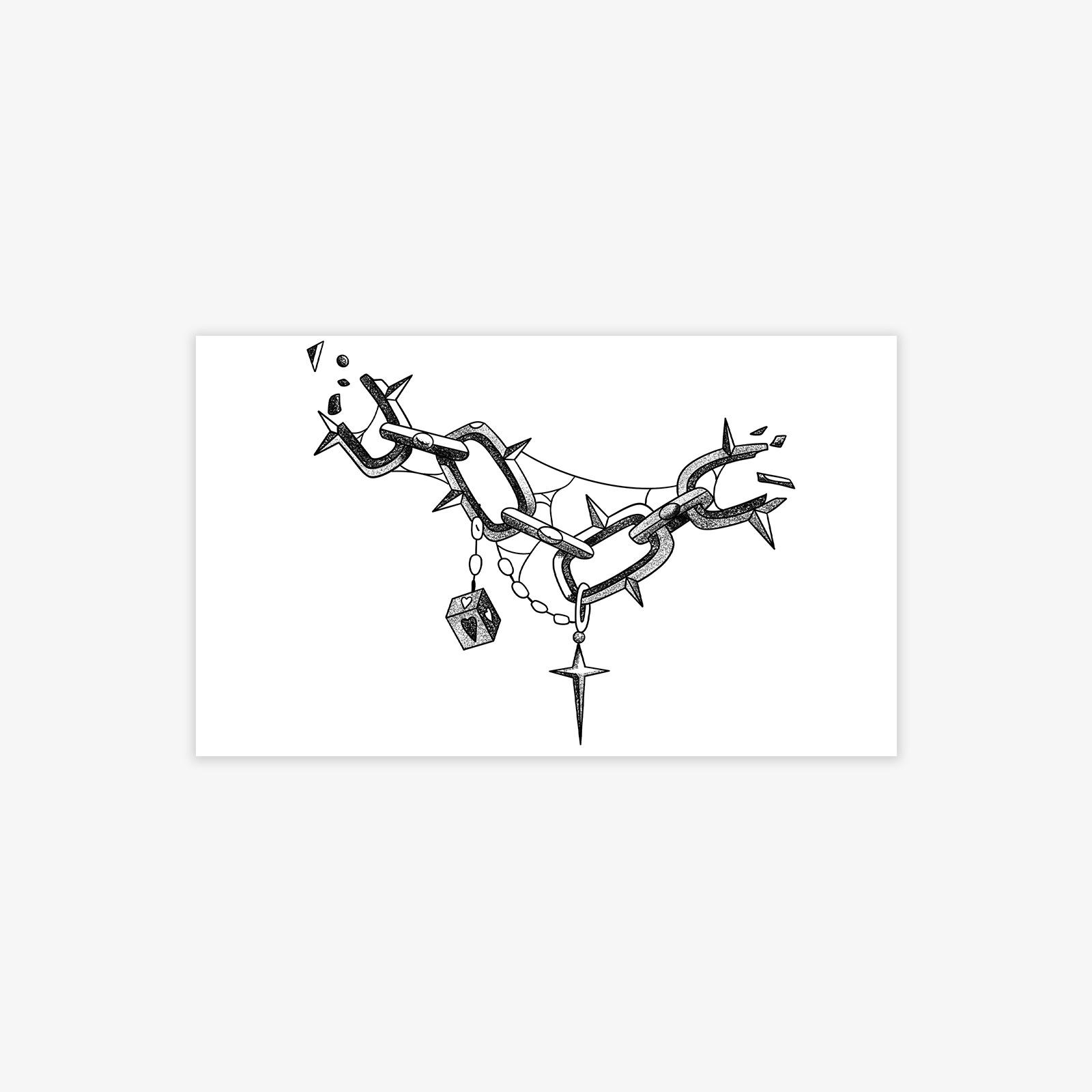 Sweet And Cool Iron Chain Tattoo Sticker, Advanced Sense, Personality, Domineering, Dark Hot Girl Tattoo Sticker 15*9
