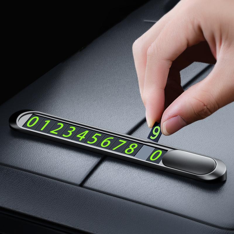 Temporary Parking Card Phone Number Card Car Sticker Car Accessories Luminous Metal Alloy Phone Number Car Sticker Hidden