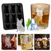 Tablett-Set Französische Bulldogge Eiswürfelform Tablett Silikon 3D Hundeförmiger Eisform-Maker 6-Kavitäten Whiskey-Eisformen Niedliche Neuheitsgeschenke