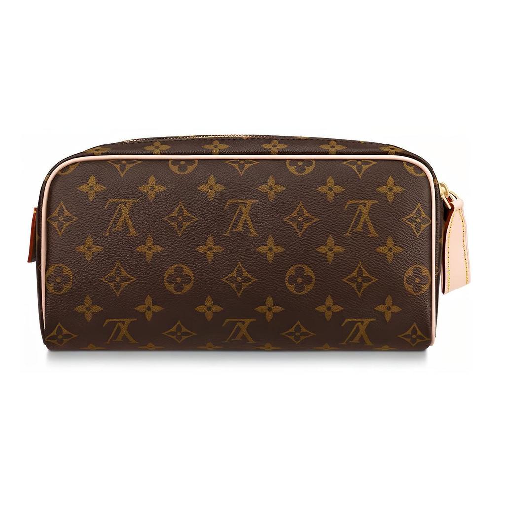 Louis Vuitton Dopp Kit Classic Vintage Print Zipper Closure Coated Canvas With Leather Trim Toiletry Bag Men Toiletry Bag Brown M44494