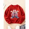 Kids Crewneck Long Sleeve Sweatshirt, Western Cowboy Boots & Bow Rabbit Print