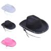 Led Light Cowboy Hat For Party Supplies With Pink Edging And Sewn Fabric For Girls Gift