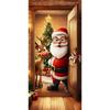 Christmas Door Cover Decoration Santa Claus Elk Open Door Welcome Christmas Background Indoor Outdoor Porch Banner Party