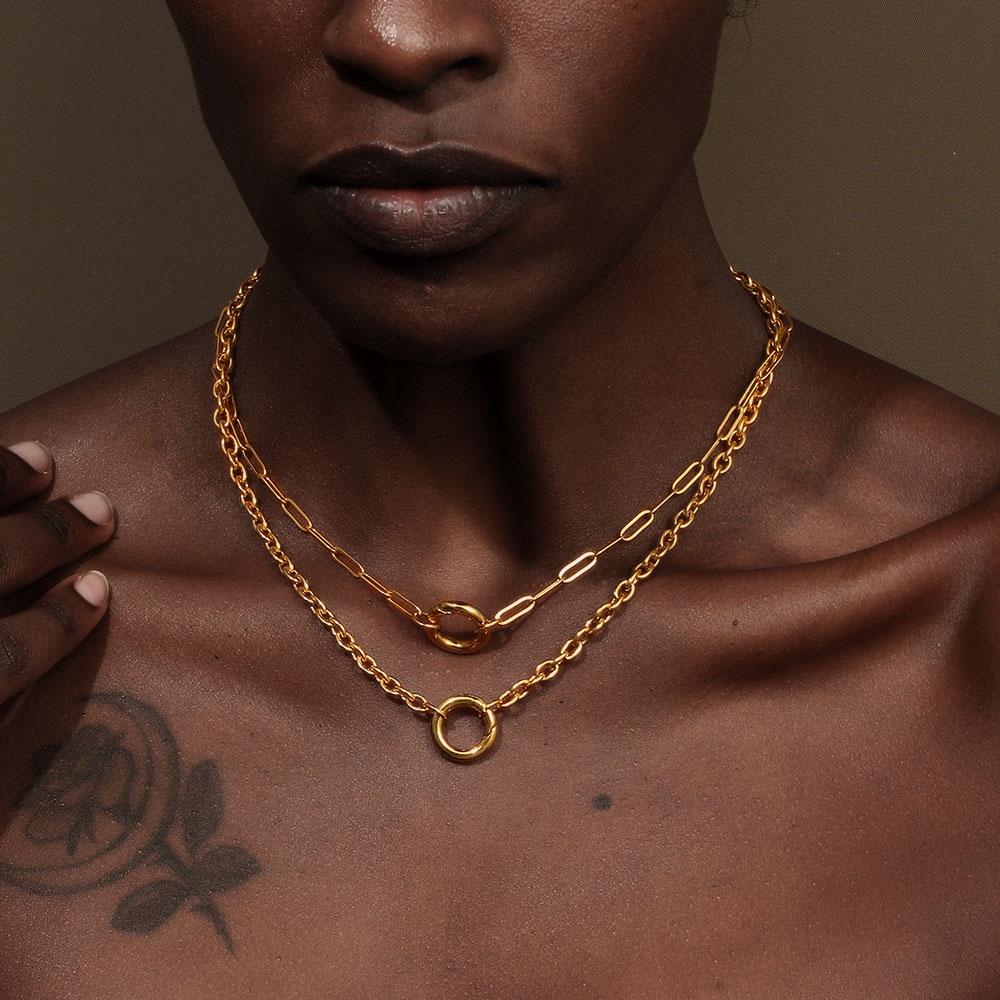 E.B.belle Runde Federstecker Halskette Edelstahl O-Kette 18 Karat Vergoldet Für DIY Schmuckherstellung Zubehör