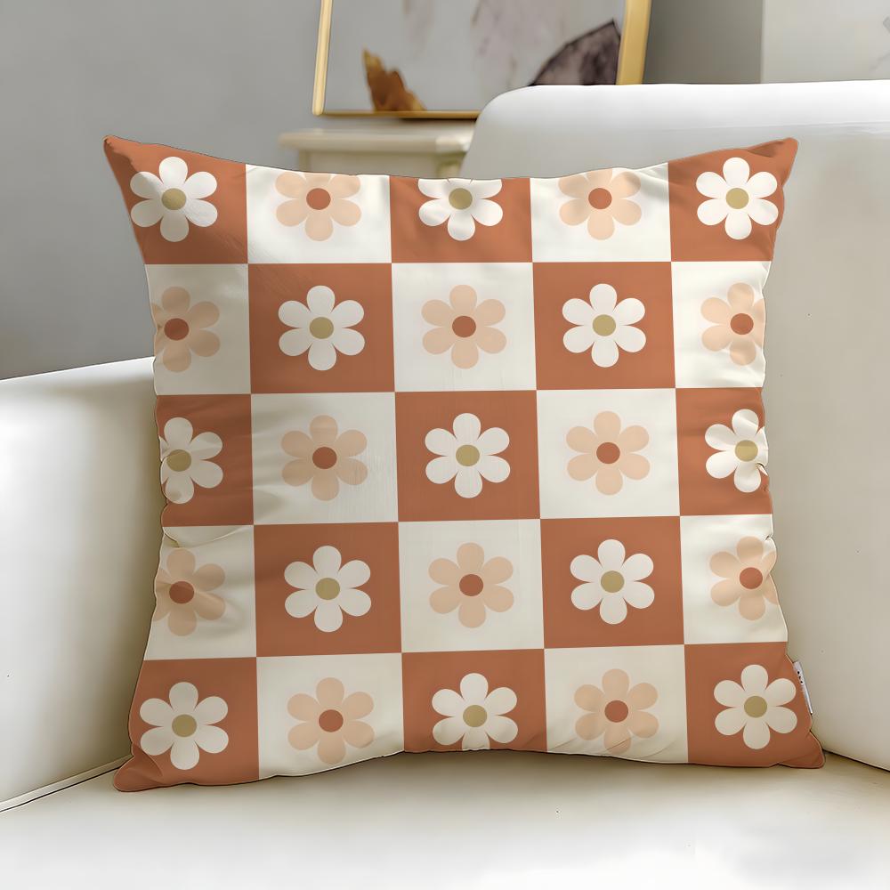 Checkerboard Pattern Cushion Cover Soft EasyWash Pillow Case Versatile for Couch Bed Travel and Office