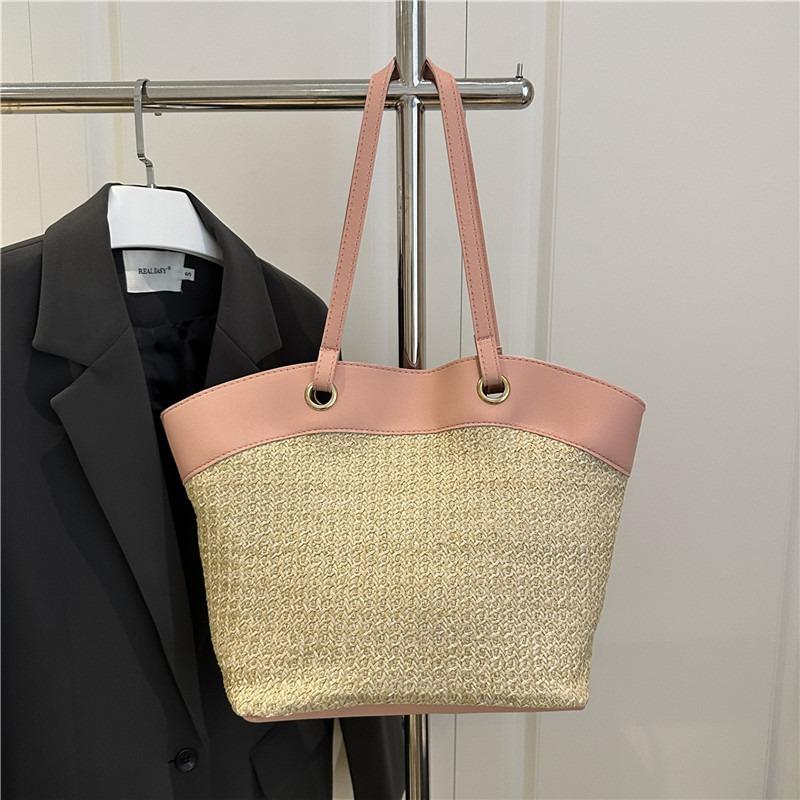 Large capacity casual woven bag women's summer straw bag seaside vacation beach bag versatile commuter shoulder bag