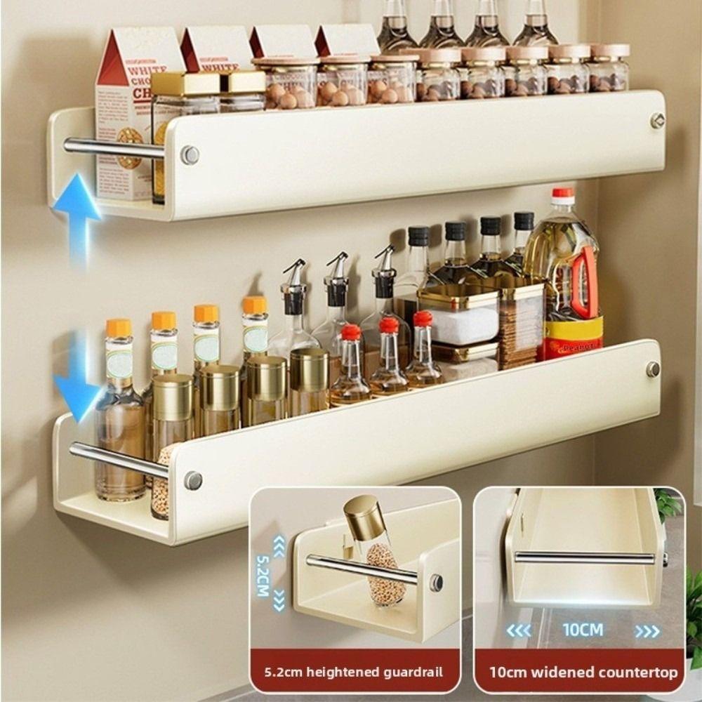 Wall Mounted Spice Rack Punch-free Kitchen Storage Shelf  for Kitchen Bathroom Storage