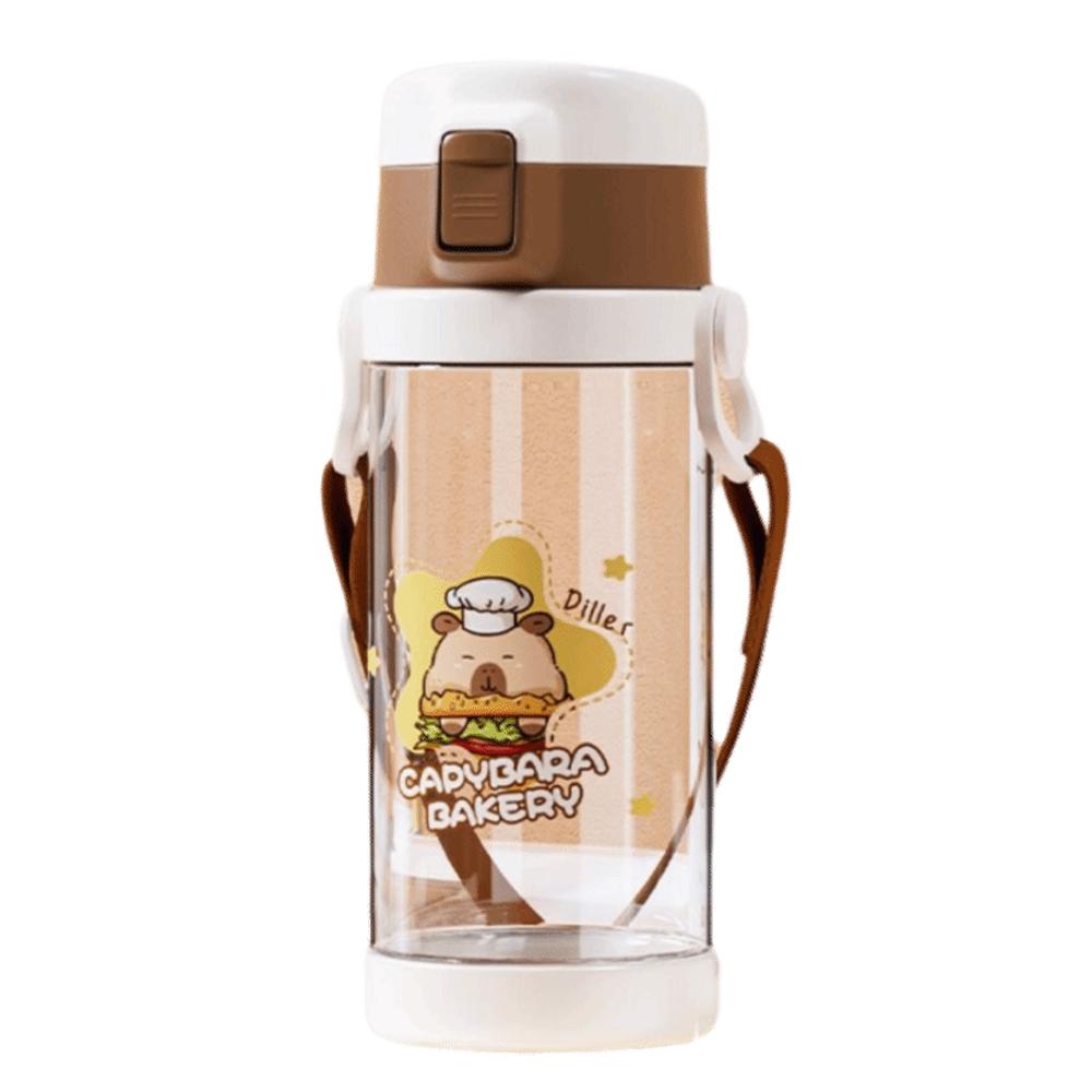 

Мультяшный стакан для воды Портативный спортивный стакан Милый стакан с трубочкой На открытом воздухе коричневый