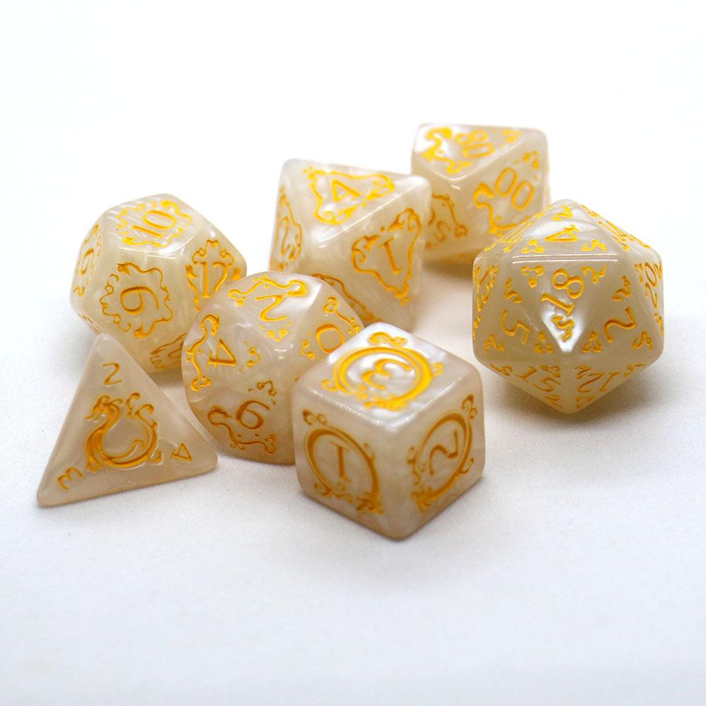 7-piece Dragon Pattern DND Dice Set, Multi Sided D4 D6 D8 D10 D12 D20 Dices Ideal Gift for Desktop Games, Birthdays, and Festiva