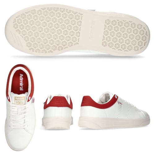 Admiral CAMBRIDGE AD828 Sneakers, Unisex, White/Red, Size 24.0cm