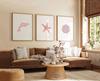 Set of 3 Pink Coastal Wall Art Prints,Dolphin Starfish Sand Dollar Poster Set,Minimal Ocean Beach Bathroom Decor kids room Decor