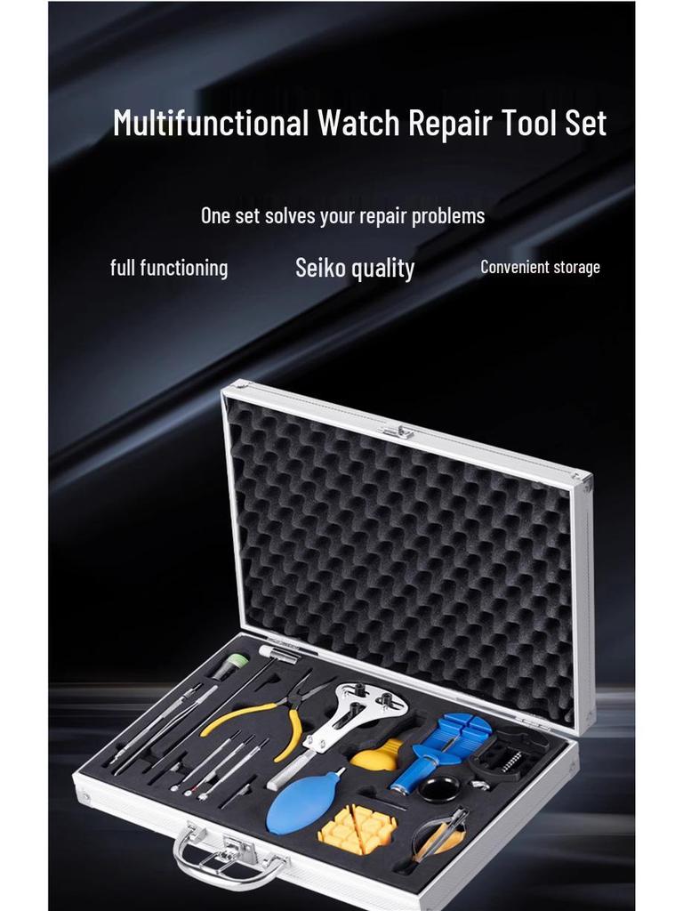 Mechanical Watch Repair Tool Set for Case, Band Removal, Link Adjustment, and Battery Replacement