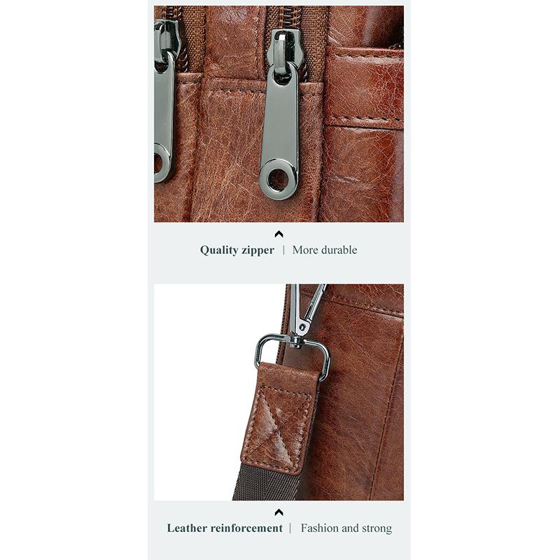 The First Layer of Cowhide Men's Multifunctional Messenger Shoulder Bag Leather European and American Men's Large-capacity Casual Shoulder Bag