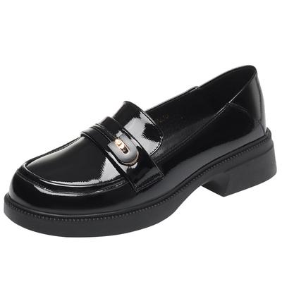 Fashion Spring Comfortable British Style Shallow Bright Leather Loafers Women Pumps Square Heels Chunky Platform Shoes Office Size35-41