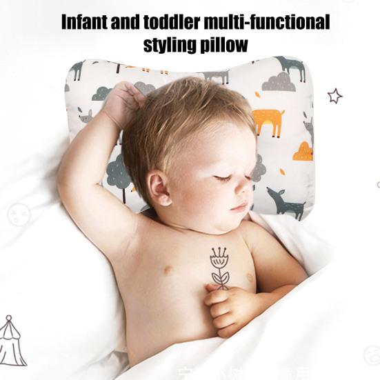 Weiche Babykissen Atmungsaktives Säuglingskissen Cartoon-Druck Baby-Schlafkopfstütze Baby-Stillkissen für besseren Schlaf